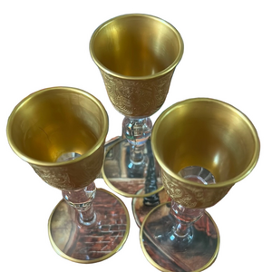 Glastonbury Georgian Gold Encrusted trio of Cordial stems Vintage depression era